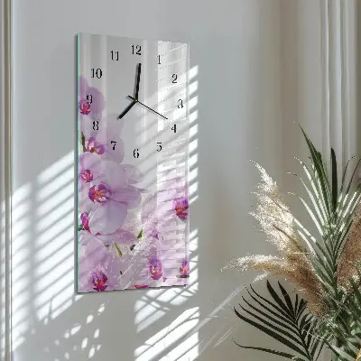 Moderne wanduhr vertikal Orchideen