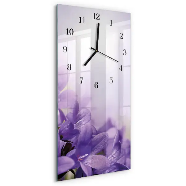 Vertikale glas wanduhr Blume