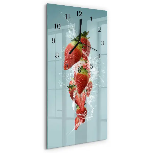 Vertikale glas wanduhr Erdbeere