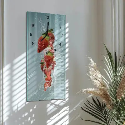 Vertikale glas wanduhr Erdbeere