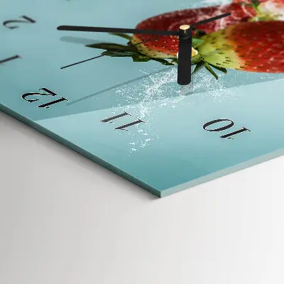 Vertikale glas wanduhr Erdbeere