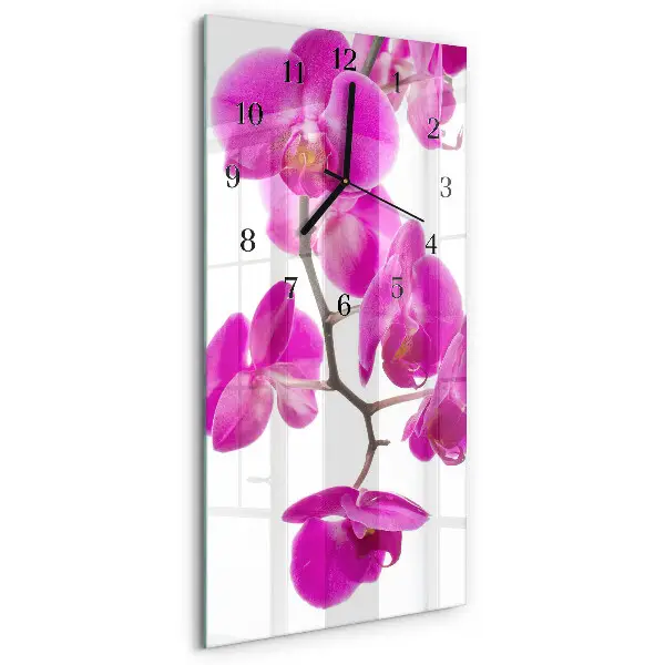 Vertikale glas wanduhr Orchideen