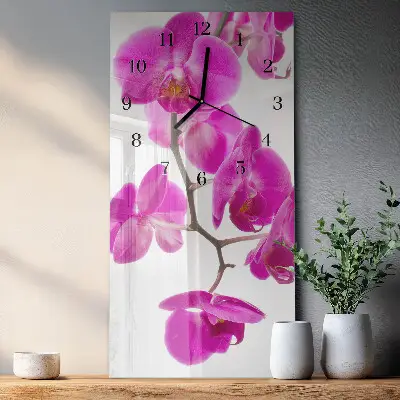 Vertikale glas wanduhr Orchideen