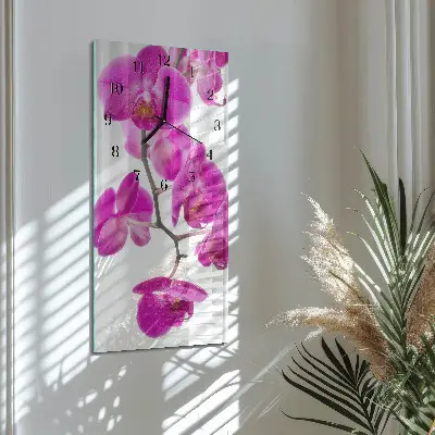 Vertikale glas wanduhr Orchideen
