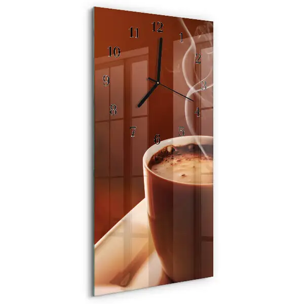 Vertikale glas wanduhr Kaffee