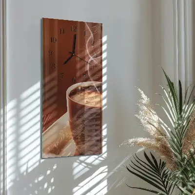 Vertikale glas wanduhr Kaffee