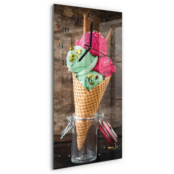 Vertikale glas wanduhr Eis
