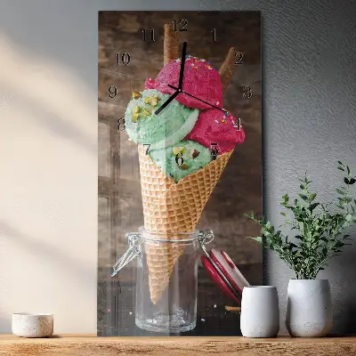 Vertikale glas wanduhr Eis