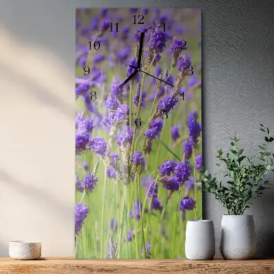 Vertikale glas wanduhr Lavendel