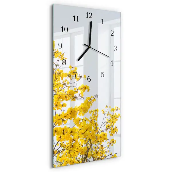 Vertikale glas wanduhr Blühender Baum