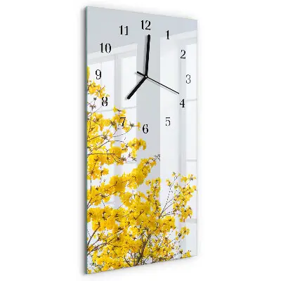 Vertikale glas wanduhr Blühender Baum