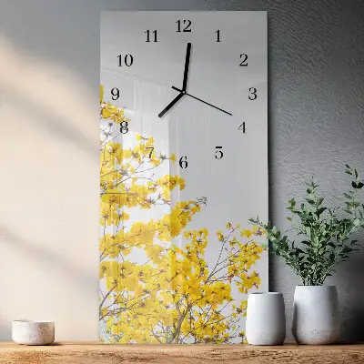 Vertikale glas wanduhr Blühender Baum