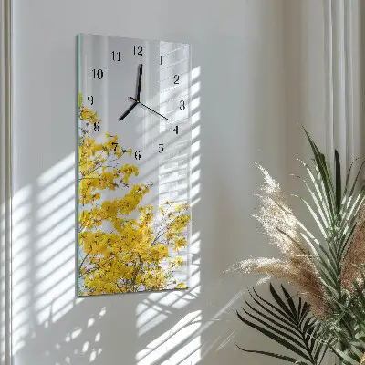 Vertikale glas wanduhr Blühender Baum
