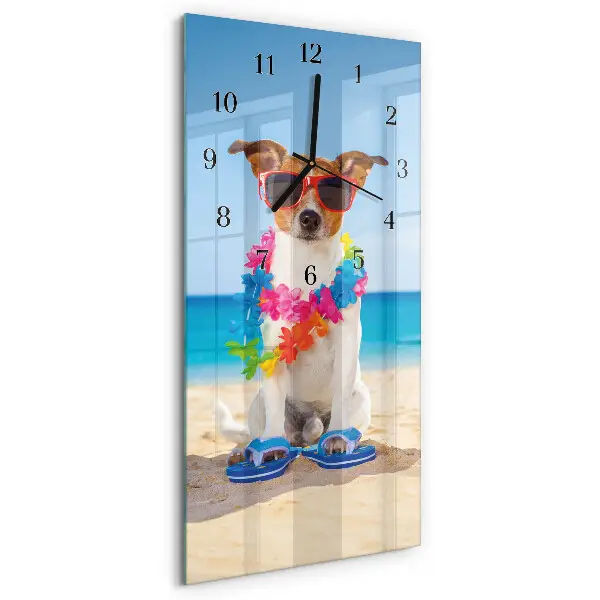 Vertikale glas wanduhr Hund