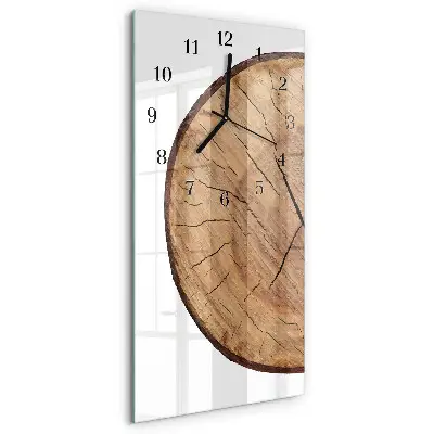 Vertikale glas wanduhr Holzbalken