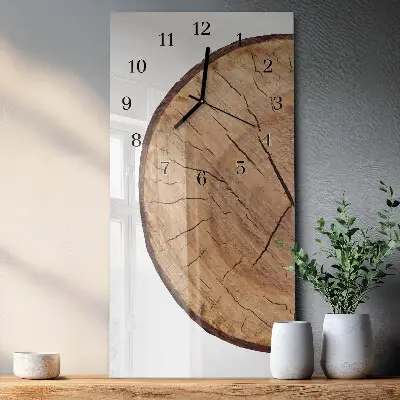 Vertikale glas wanduhr Holzbalken