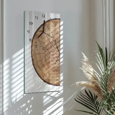 Vertikale glas wanduhr Holzbalken