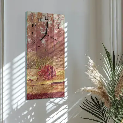 Vertikale glas wanduhr Kiefernzapfen