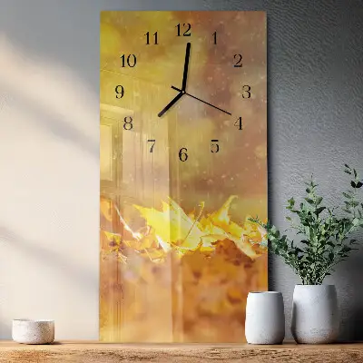 Vertikale glas wanduhr Blätter