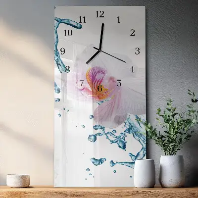 Moderne wanduhr vertikal Orchidee
