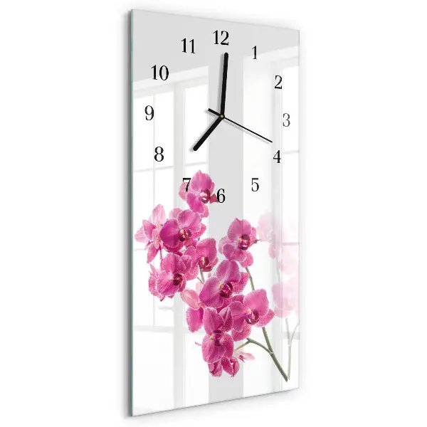 Vertikale glas wanduhr Orchideen