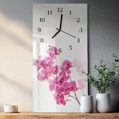 Vertikale glas wanduhr Orchideen
