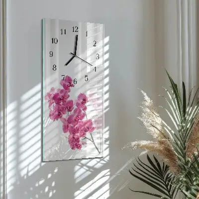 Vertikale glas wanduhr Orchideen