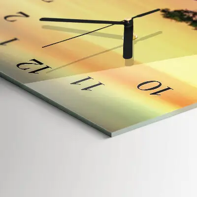 Vertikale glas wanduhr Lavendelfeld