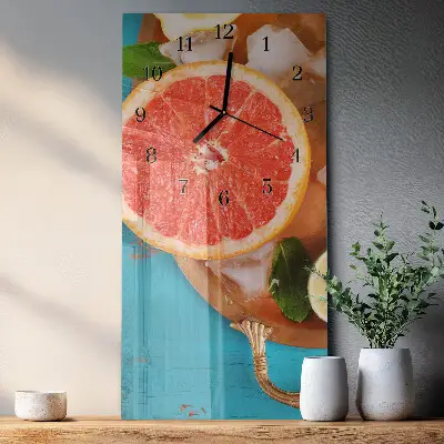 Wanduhr design ausgefallen vertikal Grapefruit