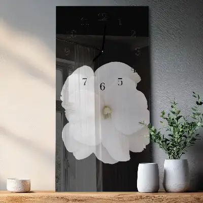 Vertikale glas wanduhr Blume