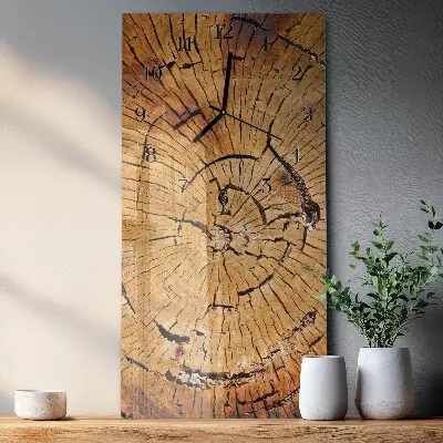 Vertikale glas wanduhr Holzmaserung