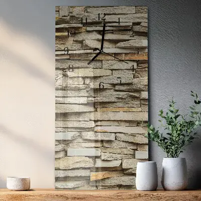 Vertikale glas wanduhr Steine