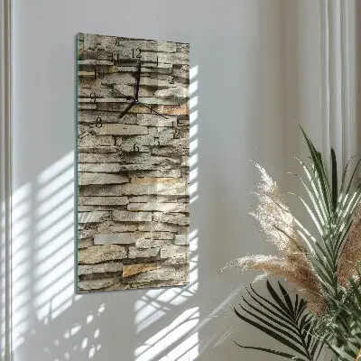 Vertikale glas wanduhr Steine