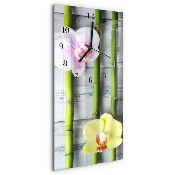 Vertikale glas wanduhr Orchideenbambus