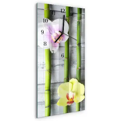 Vertikale glas wanduhr Orchideenbambus