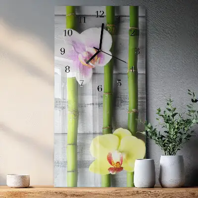 Vertikale glas wanduhr Orchideenbambus