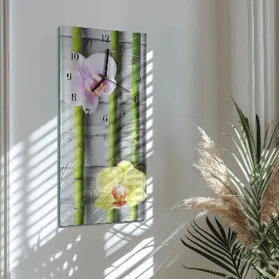 Vertikale glas wanduhr Orchideenbambus