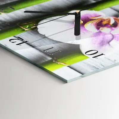 Vertikale glas wanduhr Orchideenbambus