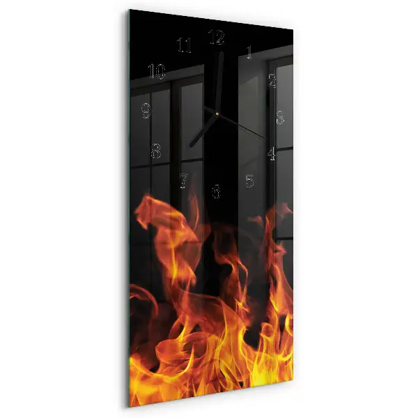 Vertikale glas wanduhr Feuer