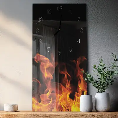 Vertikale glas wanduhr Feuer