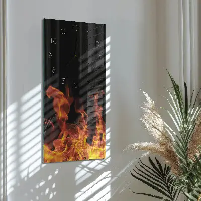 Vertikale glas wanduhr Feuer
