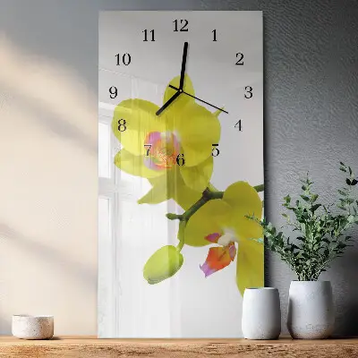 Wanduhr design ausgefallen vertikal Orchidee
