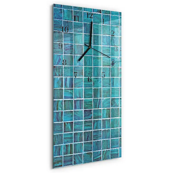 Moderne wanduhr vertikal Blaue Fliesen