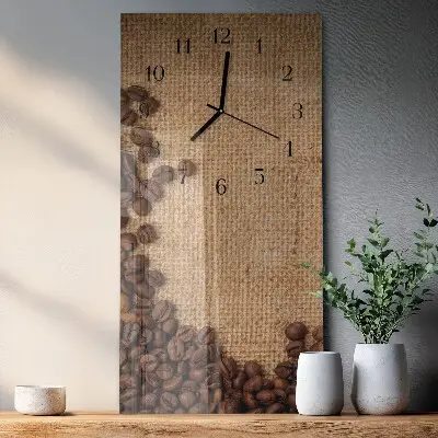 Vertikale glas wanduhr Kaffeebohnen