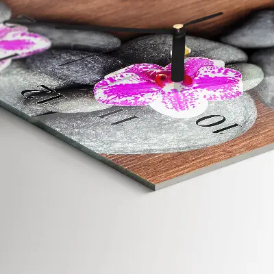 Vertikale glas wanduhr Orchideensteine