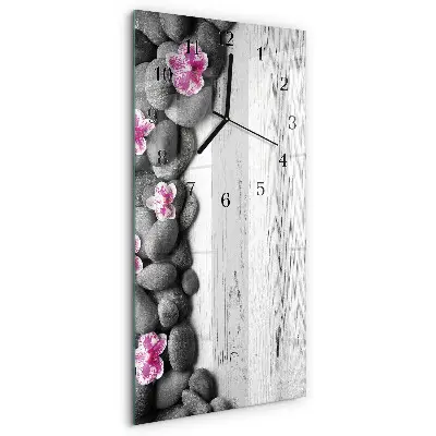 Moderne wanduhr vertikal Orchideensteine