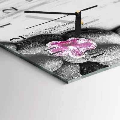 Moderne wanduhr vertikal Orchideensteine