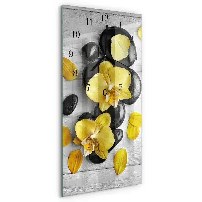 Wanduhr design ausgefallen vertikal Blumen Steine