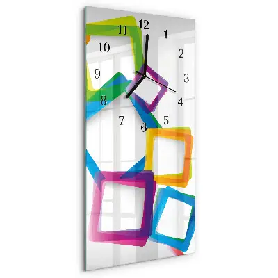 Vertikale glas wanduhr Bunte Rechtecke