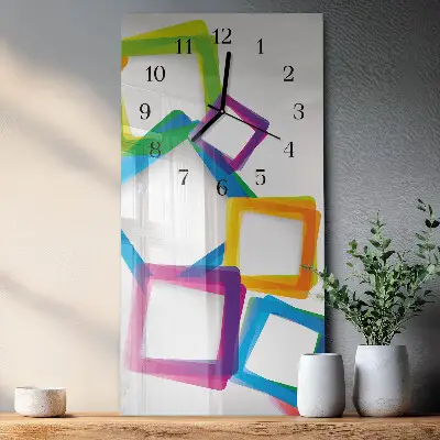 Vertikale glas wanduhr Bunte Rechtecke